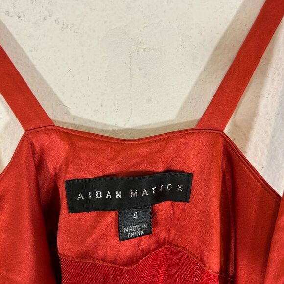 AIDAN MATTOX LADIES DRESS 4 RED SILK FLAPPER FRINGE MINI COCKTAIL DATE LOVE - Picture 6 of 13